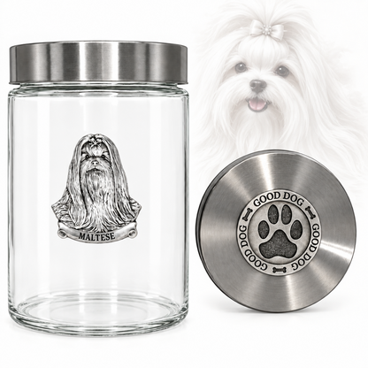 Maltese Good Dog Treat Jar